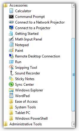 Windows Vista/7 Accessories Shortcuts