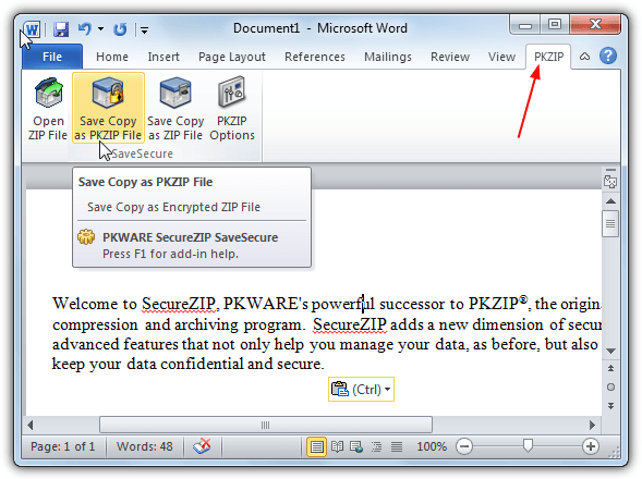 save securezip from office