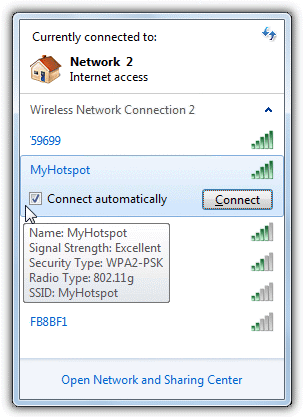 connect to myhotspot