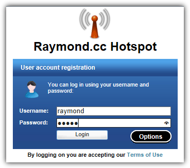 login to a hotspot captive portal