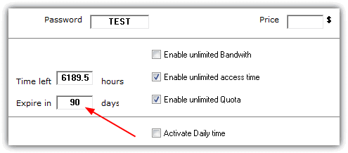 edit test user configuration