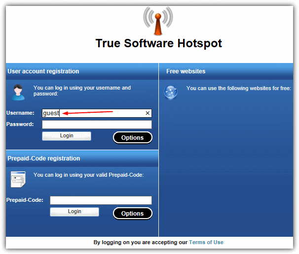 login to myhotspot portal page