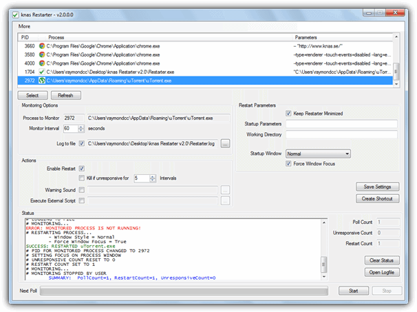 restarter launching a closed application