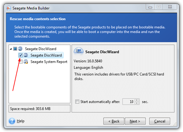 select seagate discwizard components