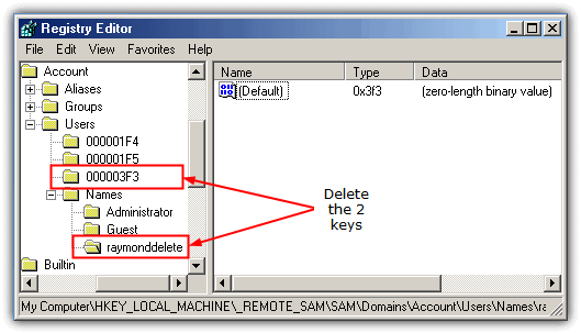 Delete Users and Names Registry
