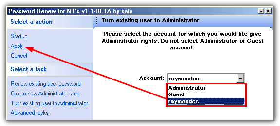 turn existing user to administrator