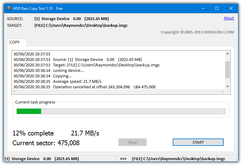 Hdd raw copy tool