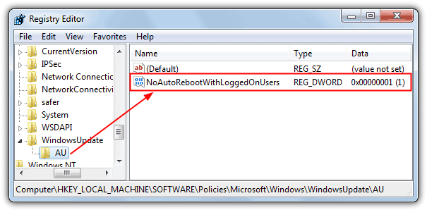 NoAutoRebootWithLoggedOnUsers