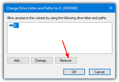 Remove drive letter