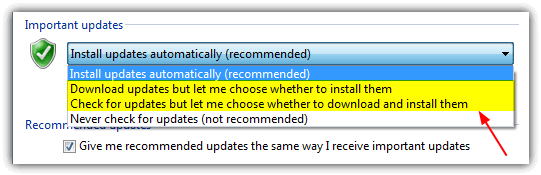 Change auto download and install windows update