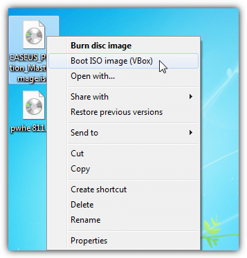 isoboot virtualbox context menu