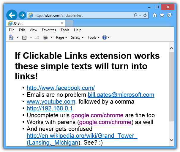 ie linkification on windows 8