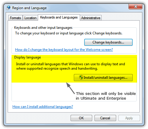 Install or Uninstall Windows Languages
