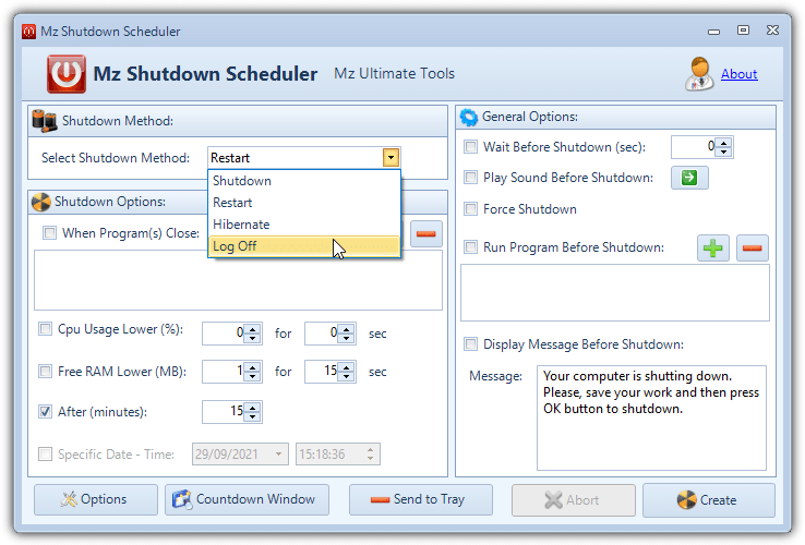 Mz shutdown scheduler