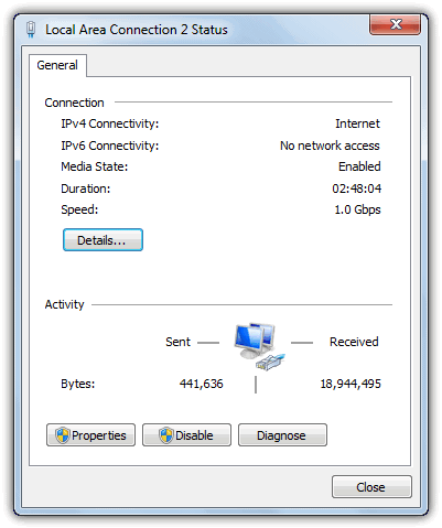 local area connection status