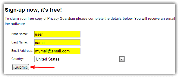 apply for privacy guardian license key