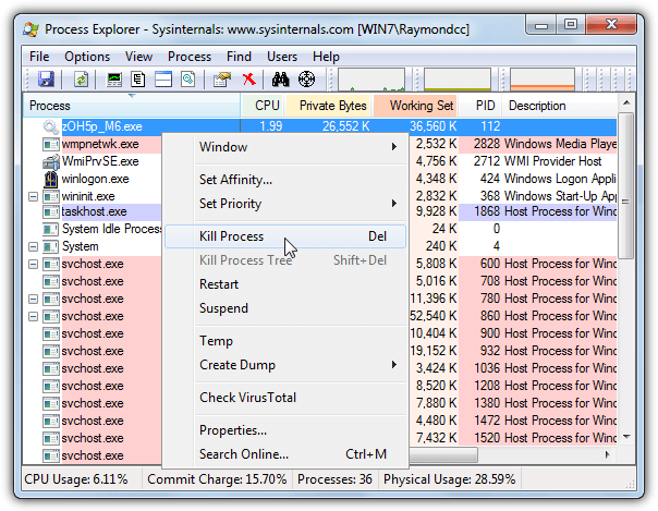 process explorer task manager