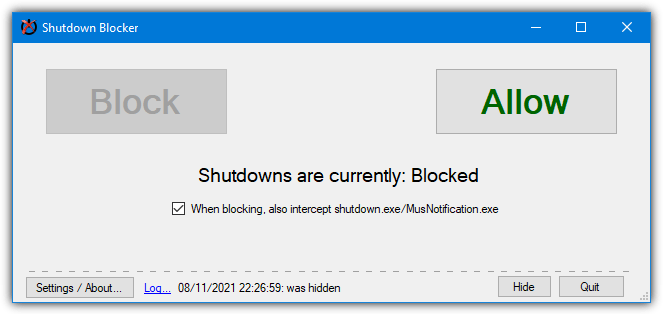 Shutdown blocker