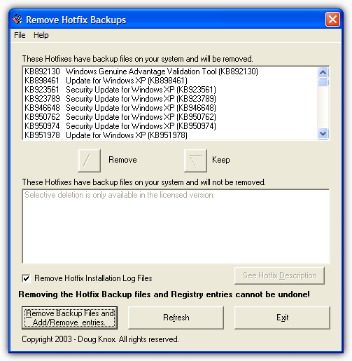 Remove Hotfix Backups