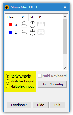 Mousemux modes