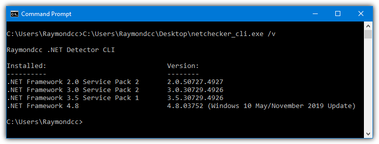 Raymondcc .net detector cli versions