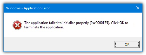 Windows application error 0135