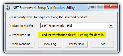 .net framework setup verification utility