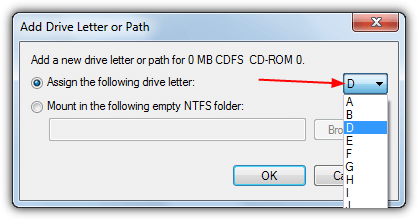 select missing drive letter