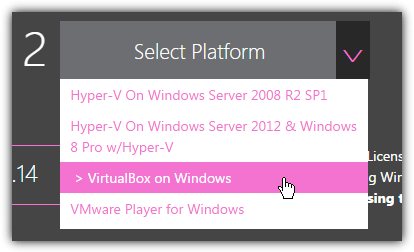 select virtualbox vmware