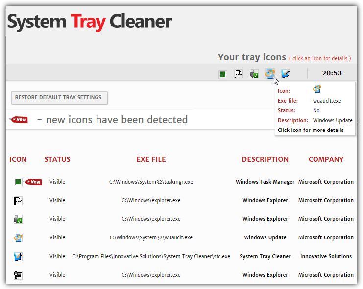 system tray cleaner