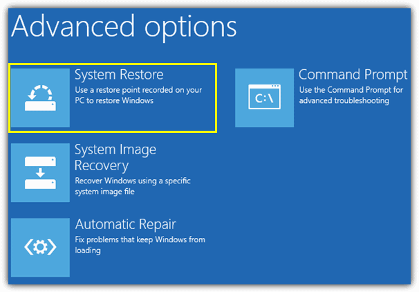 Windows 8 system restore