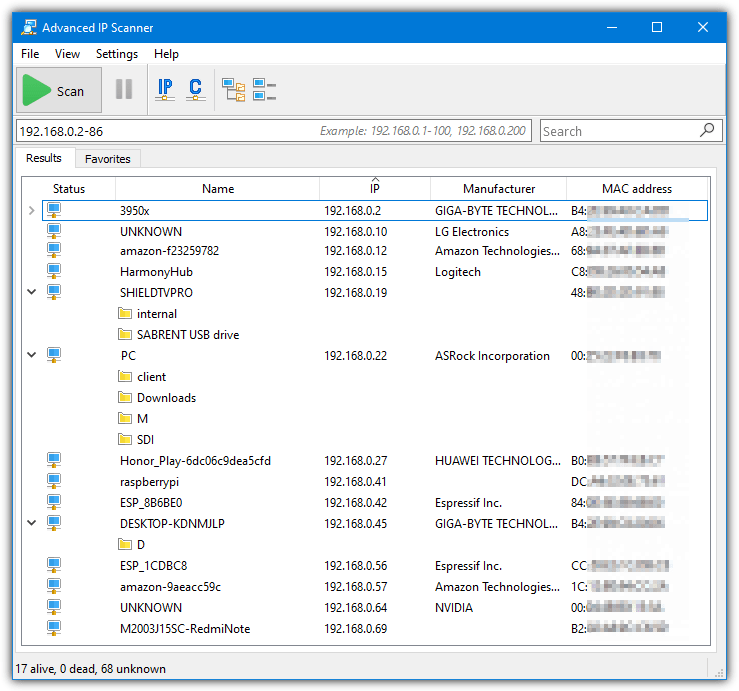 Advanced ip scanner shares