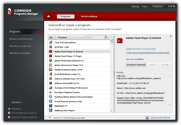 Comodo Programs Manager