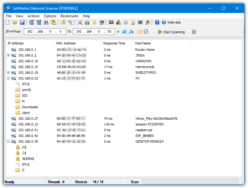 Softperfect network scanner shares