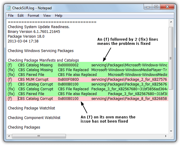 Analyzing CheckSUR.log file