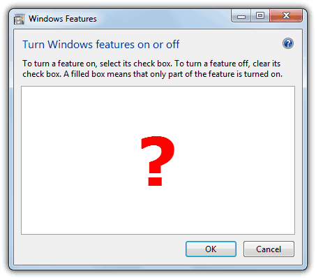 Blank or Empty Windows Features