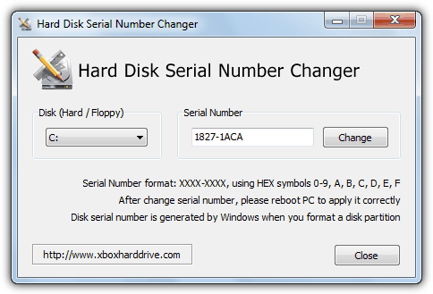 hard disk serial number changer