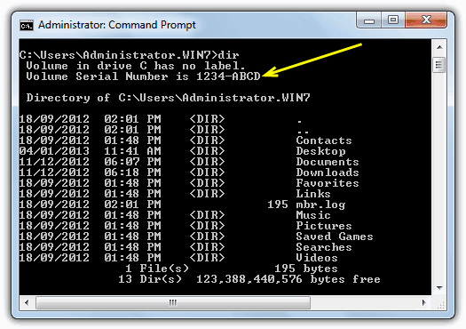 hard disk volume serial number