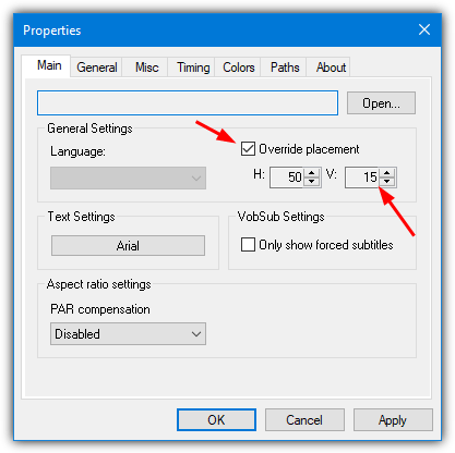 Mpc vsfilter placement