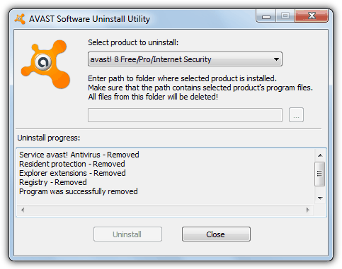 avast software uninstall utility