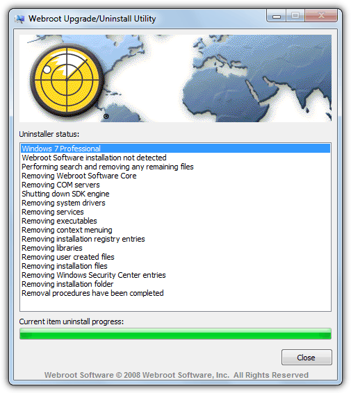 webroot uninstall utility