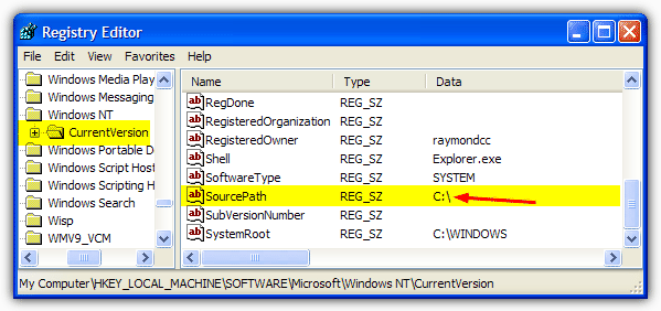 CurrentVersion SourcePath