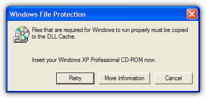 Insert your Windows XP CD-ROM now