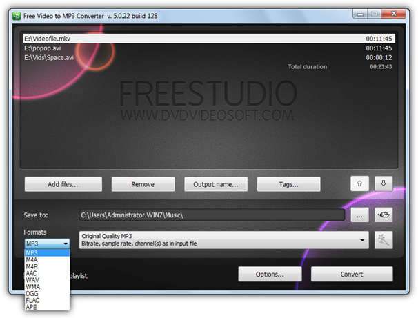 FreeStudio Video to MP3 Coverter