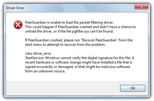 Windows cannot verify the digital signature for this file