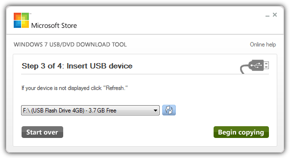 Windows 7 USB/DVD download tool