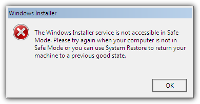 Windows Installer service is not accessible in Safe Mode
