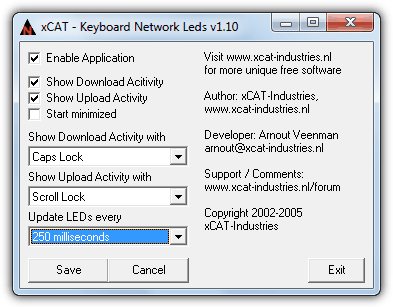 xCat Keyboard Network Leds configuration window