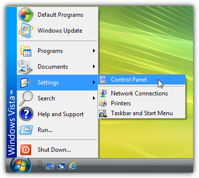 classic start menu in vista