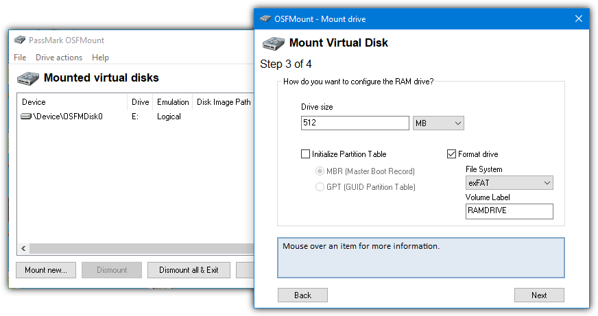 Passmark osfmount